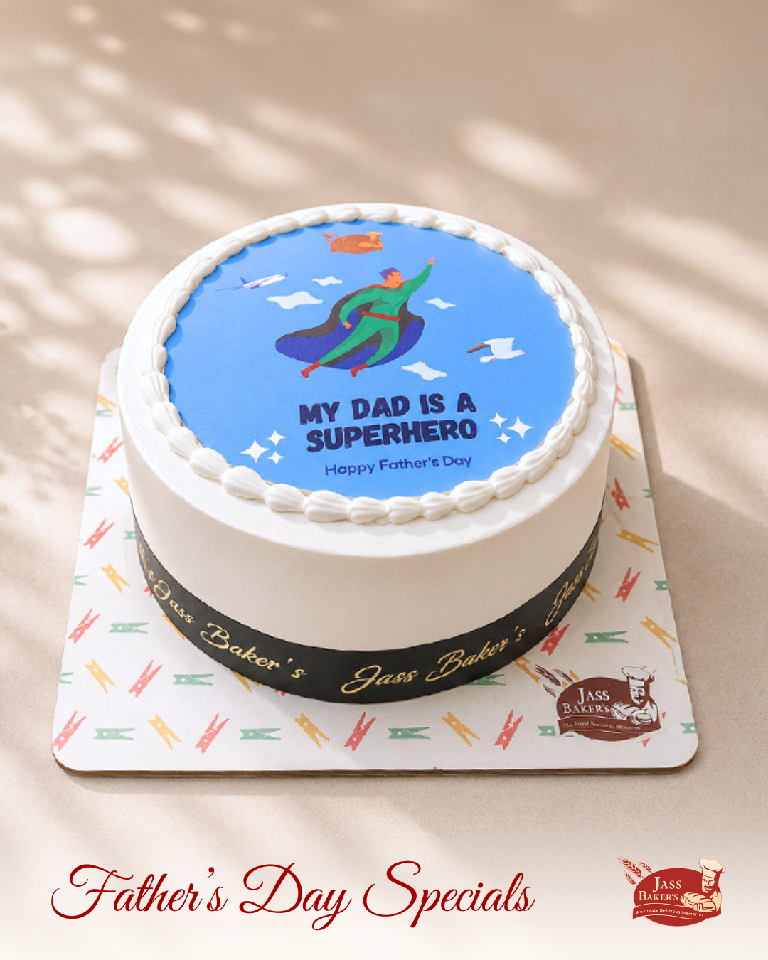 Dad My Superhero Fresh Fruit Cake