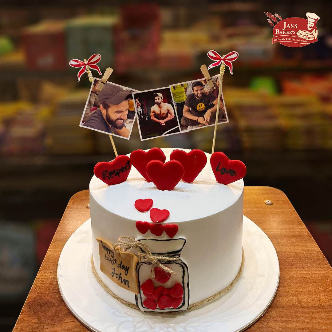 Personalised Hearts & Photo Cake