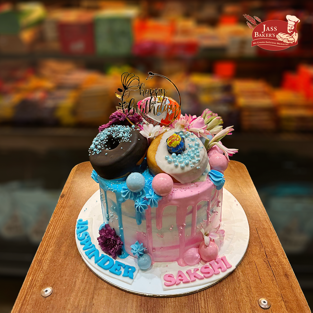 Blue and Pink Twins Birthday Cake