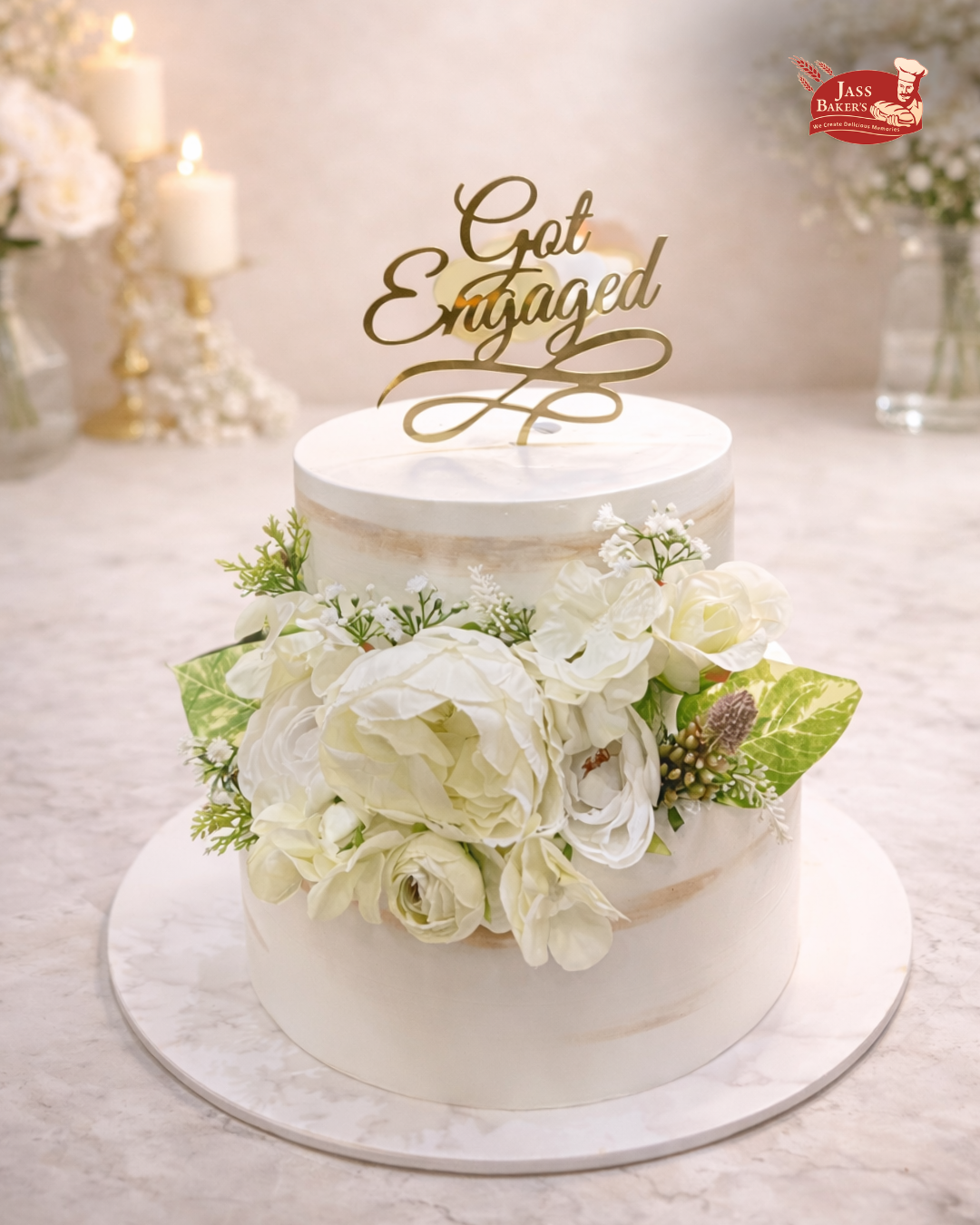 Elegant Engagement Floral Cake