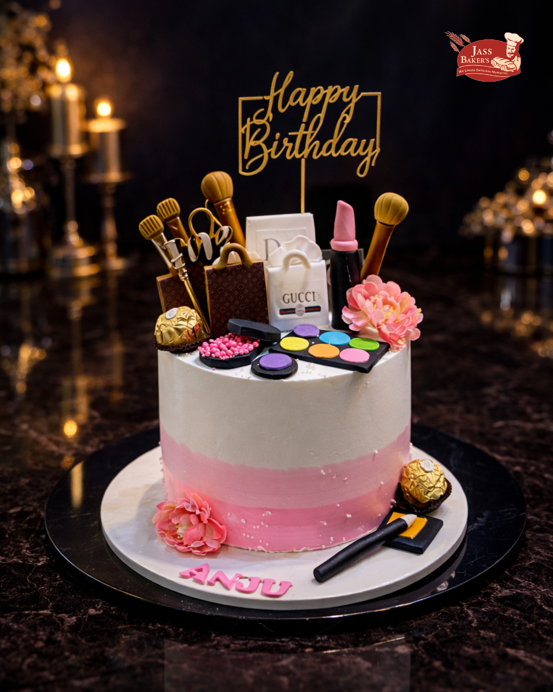 Makeup & Luxury Theme Birthday Cake
