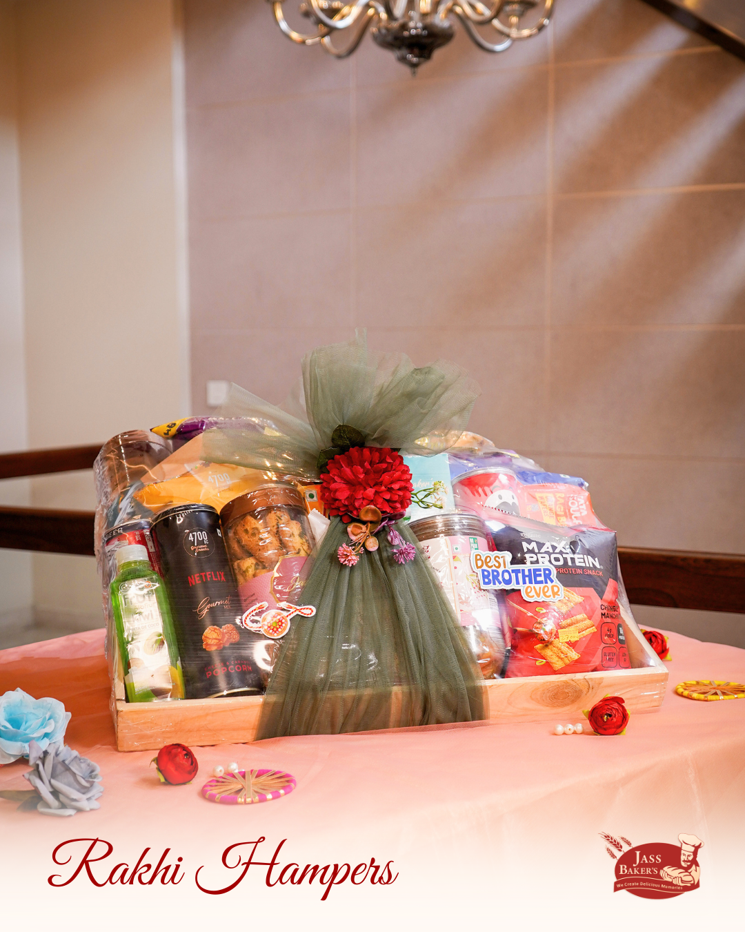 Luxury Wooden Tray Rakhi Hamper