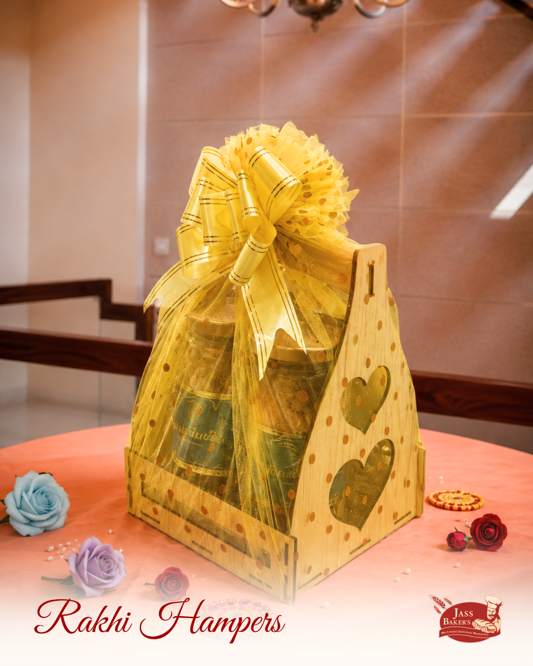 Heart Cutout Wooden Caddy Gift Hamper