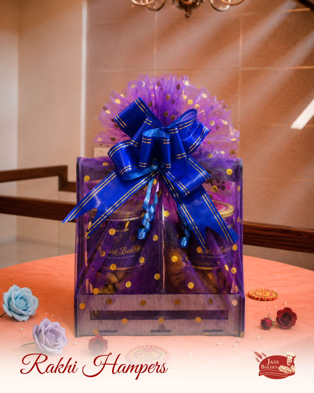 Royal Purple Wooden Twin Jar Hamper