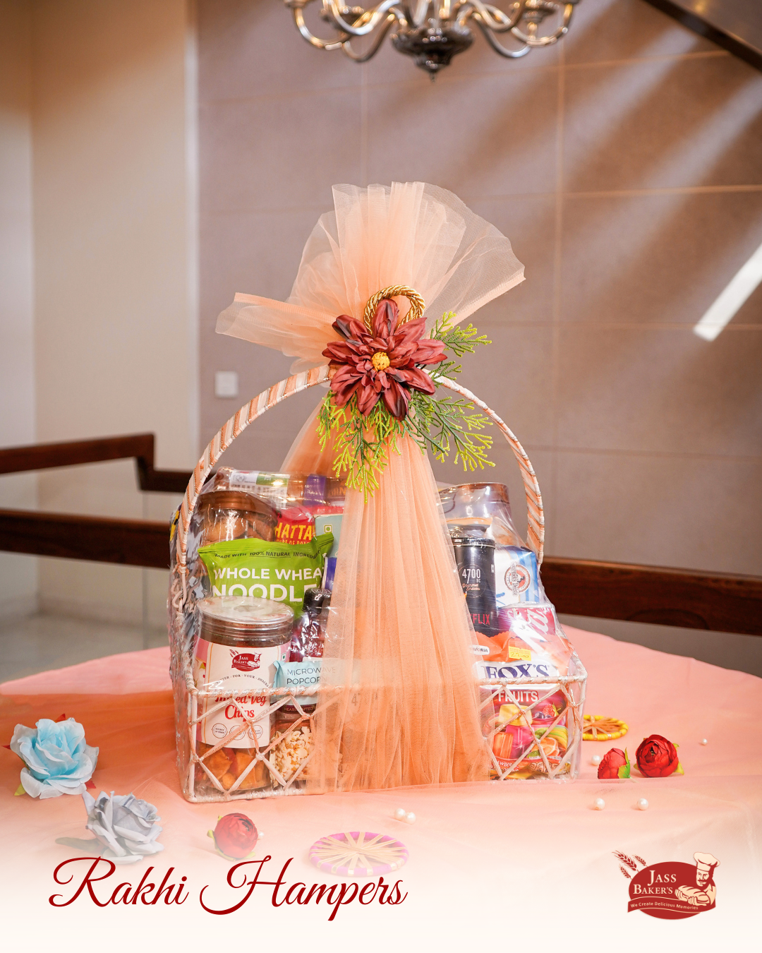 Festive Handle Basket Rakhi Hamper