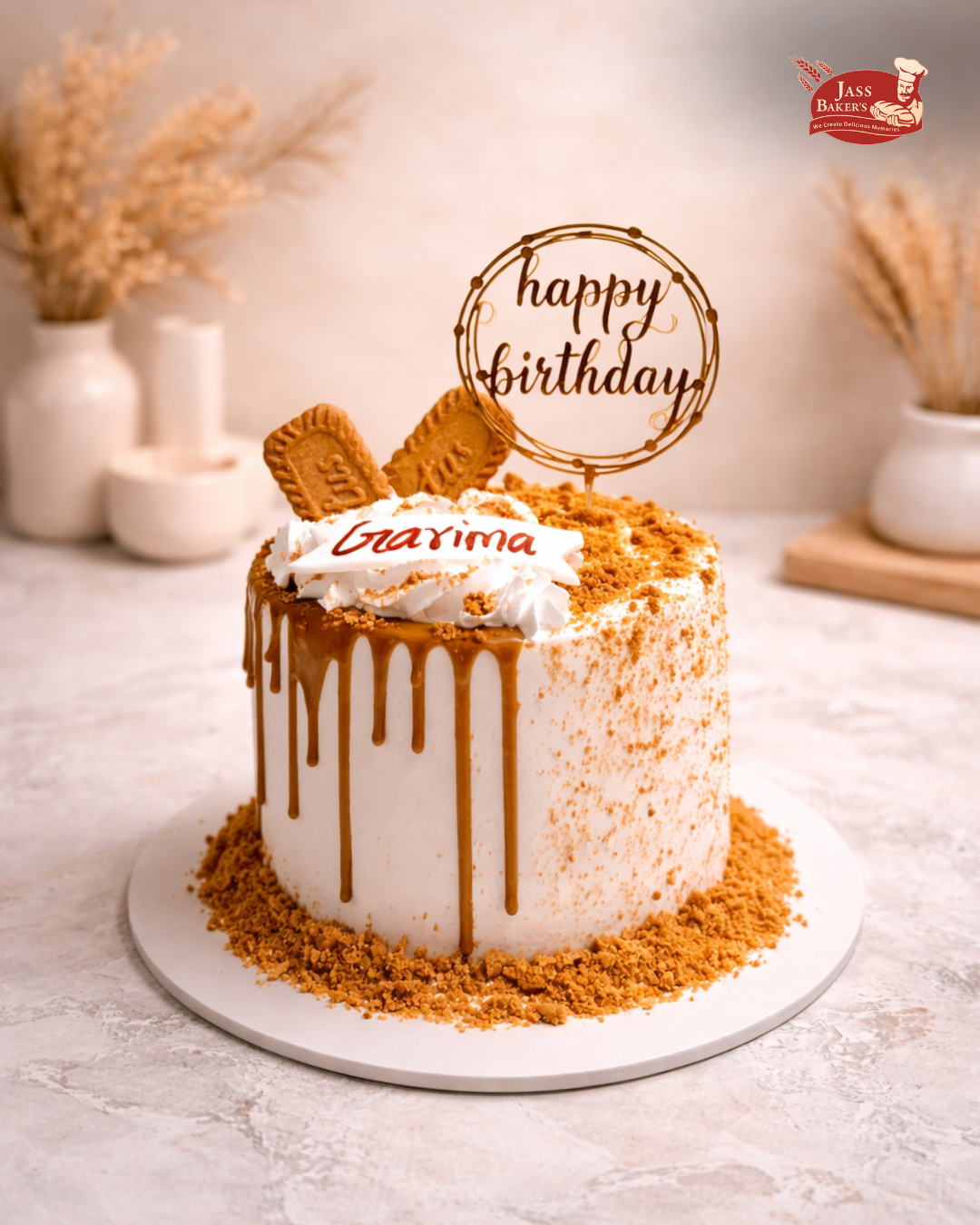 Lotus Biscoff Drip Celebration Cake