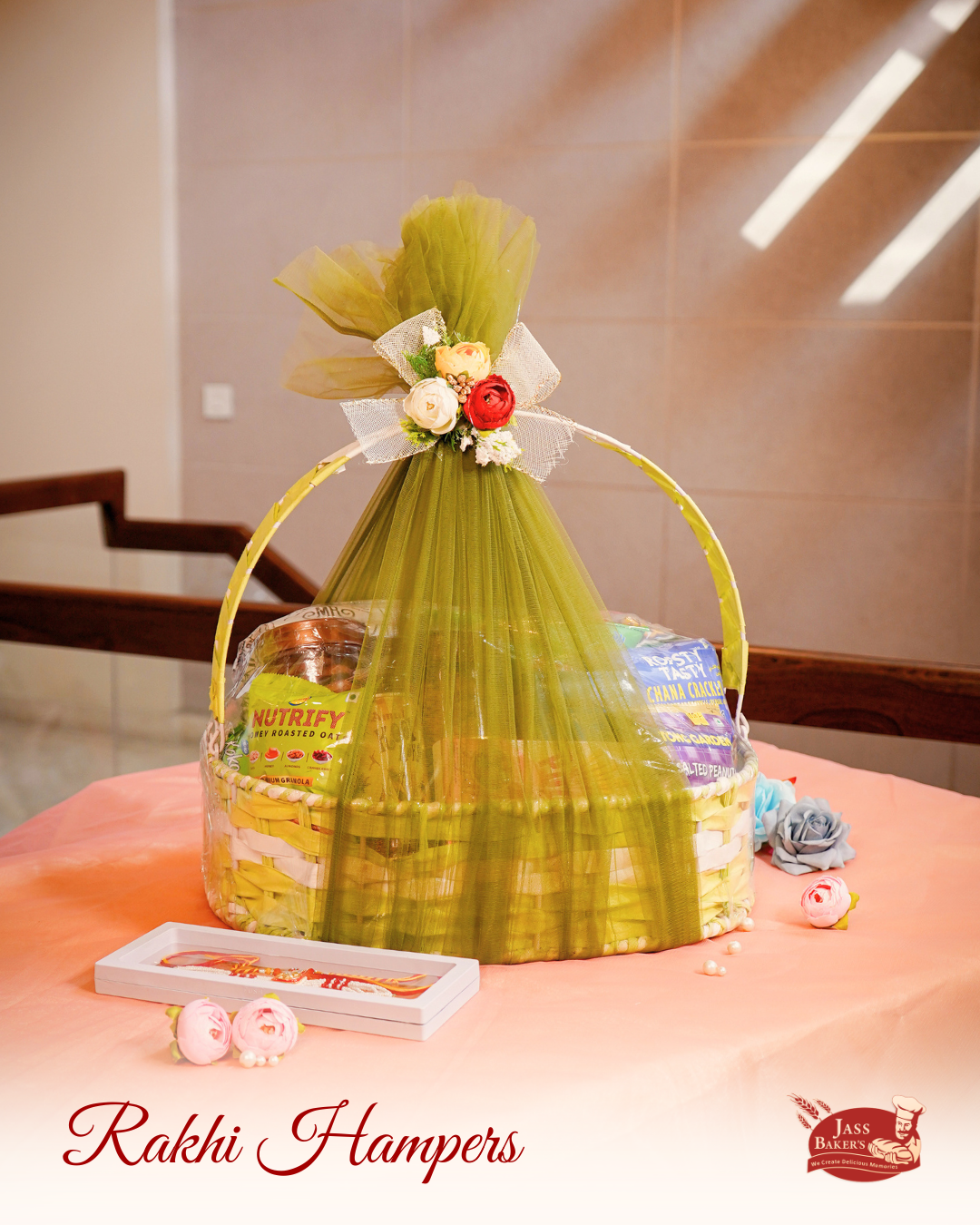Olive Arch Basket Rakhi Hamper