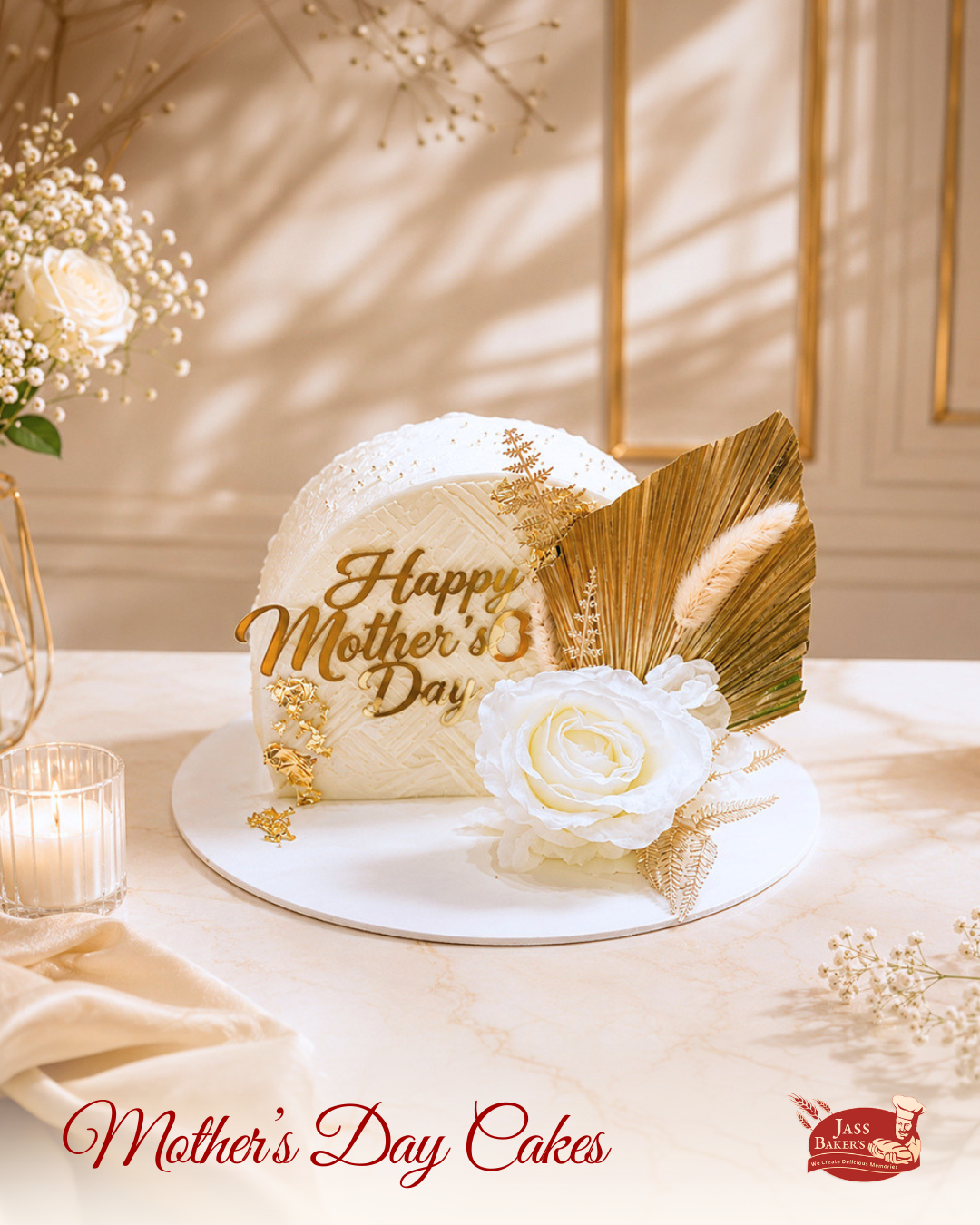 Golden Elegance Mother's Day Cake