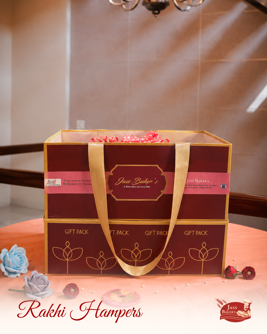 Royal Maroon Six Jar Gift Tote Box