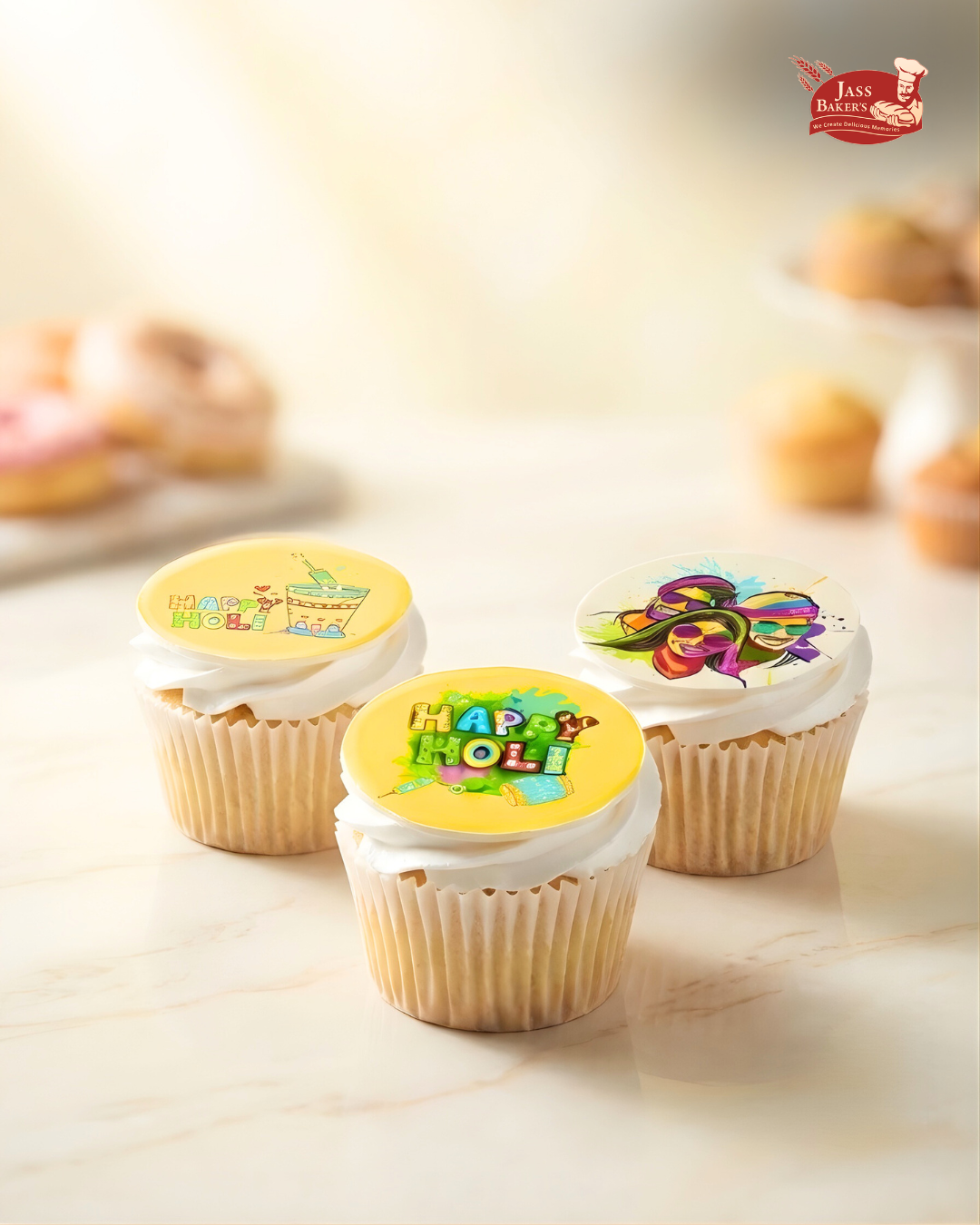 Holi Delight Fruit Cupcakes (Pack of 3)
