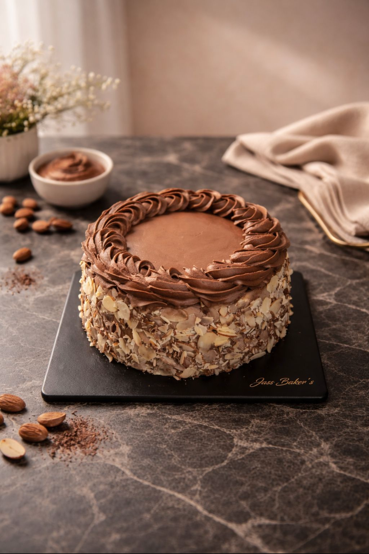 Rich Almond Chocolate Cake