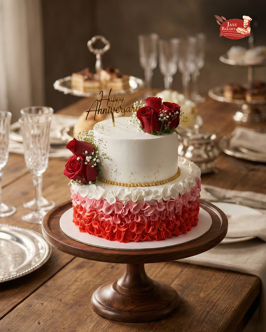 Elegant Rose Anniversary Cake