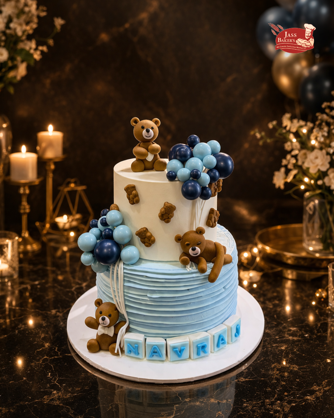 Luxury Teddy Balloon Tier Cake