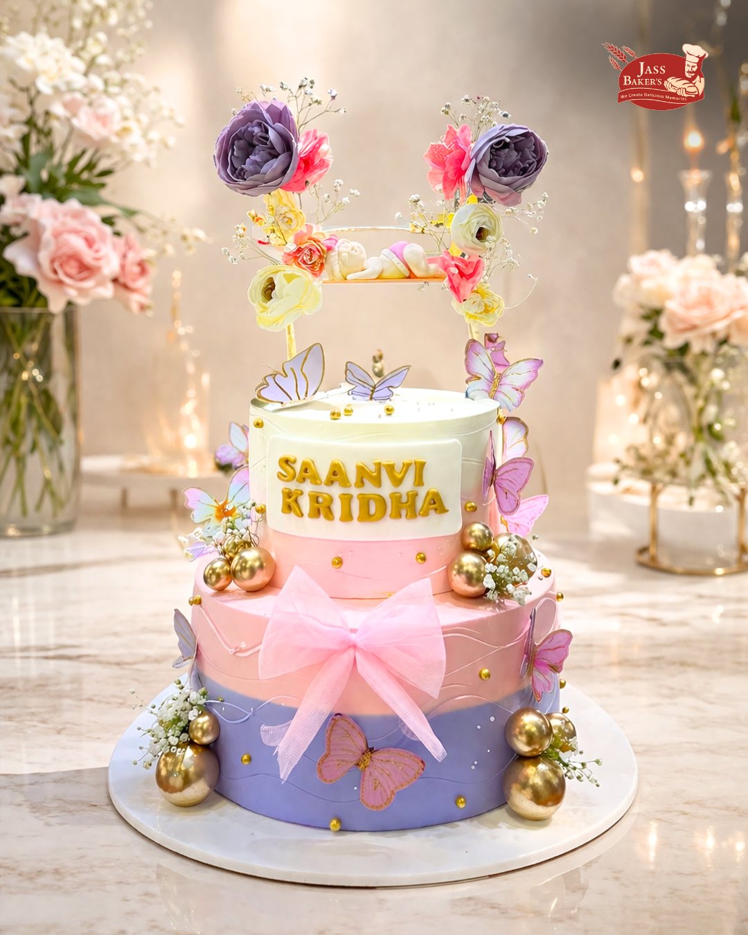 Luxury Butterfly Floral Tier Cake