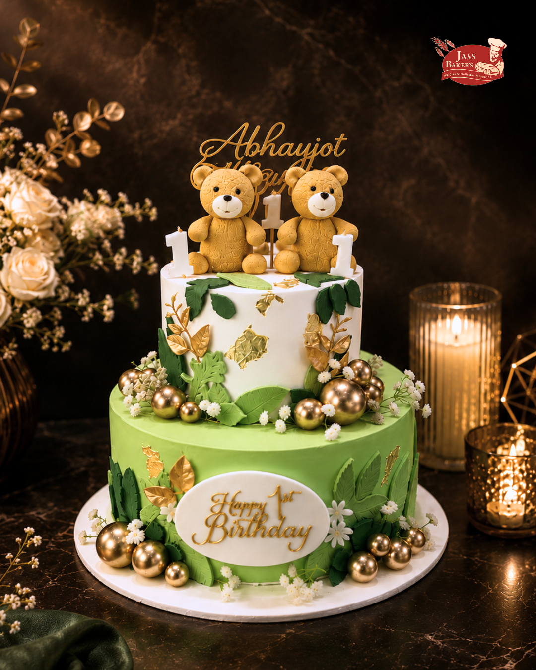 Royal Teddy Twin Birthday Cake