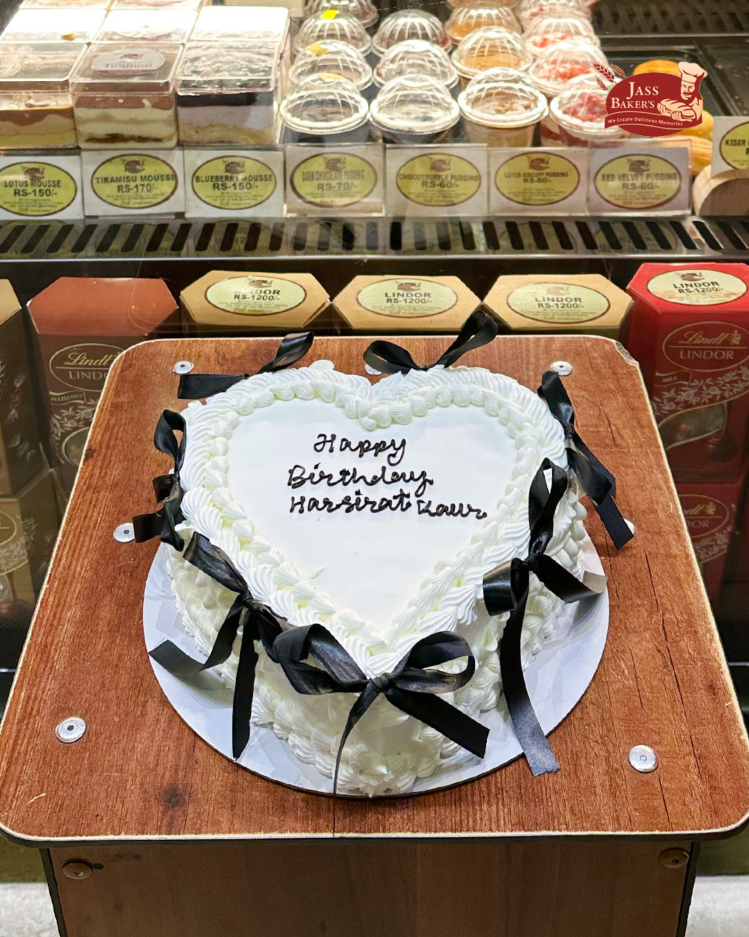 Elegant Heart Ribbon Cake