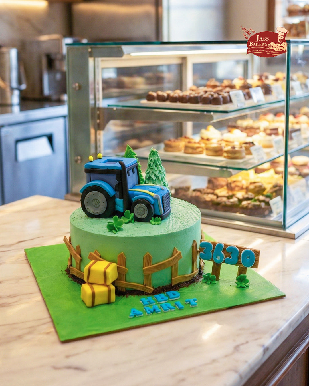 tractor-themed cake