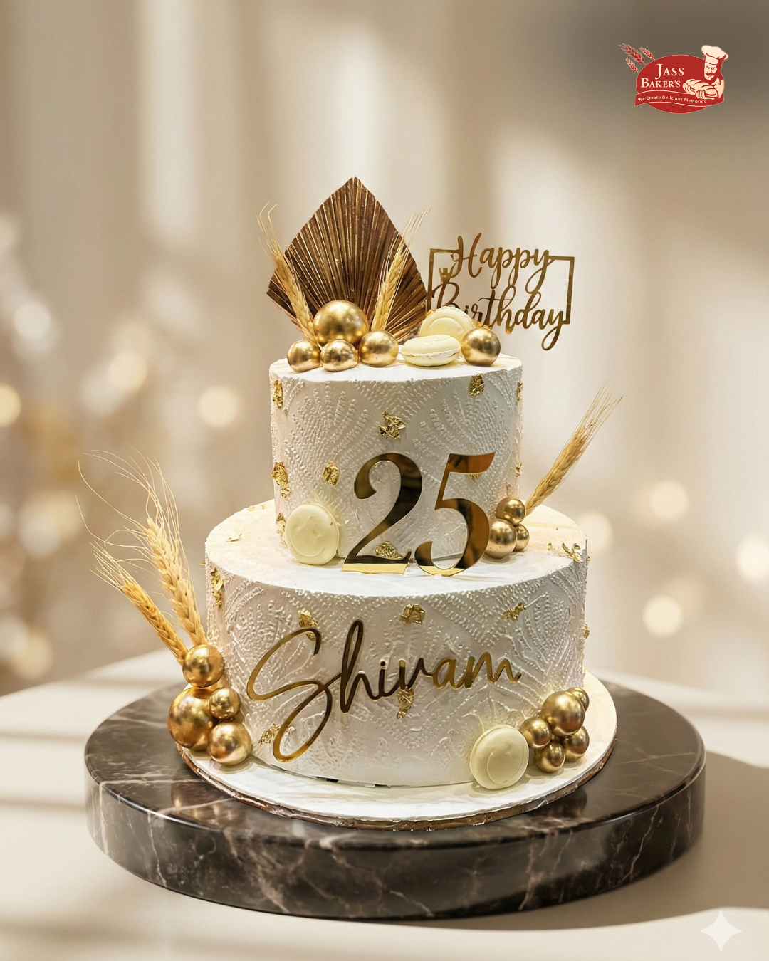 Golden Luxe 25th Birthday Cake
