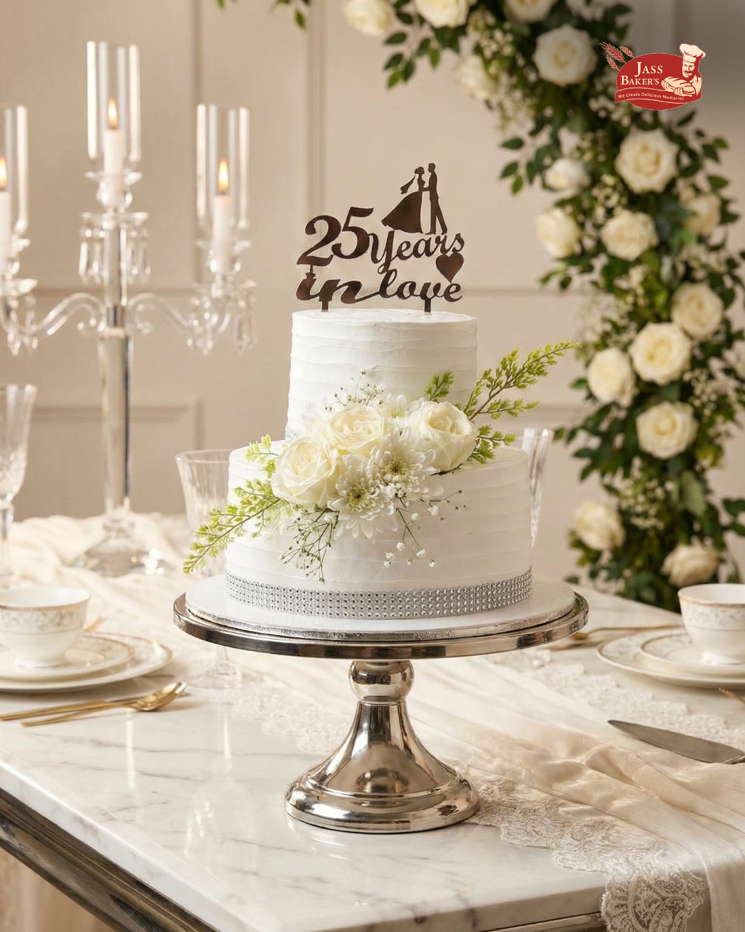 Silver Love Anniversary Cake