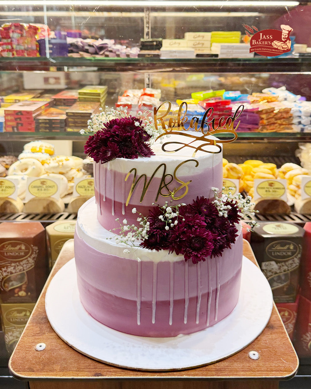 Blush Bloom Engagement Cake