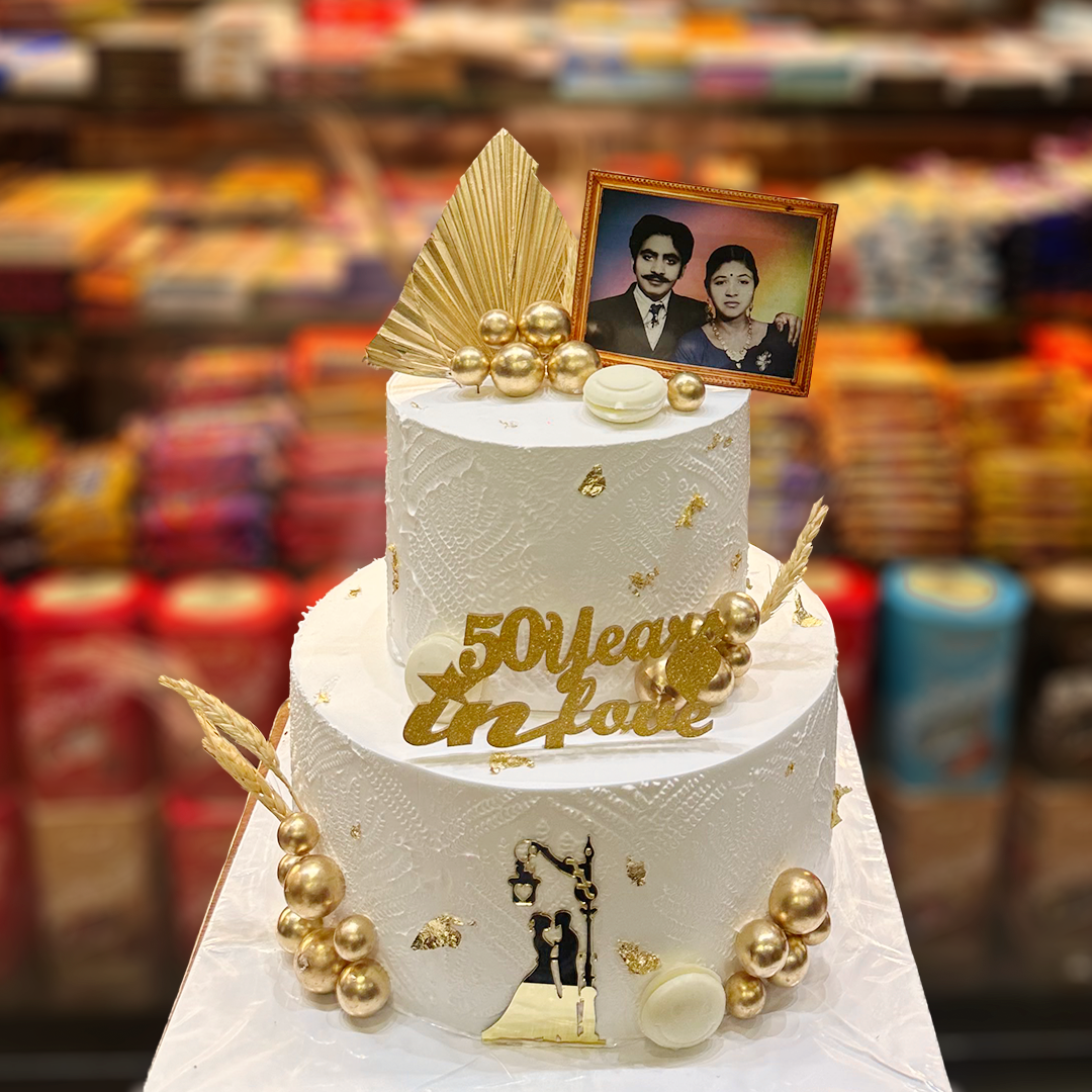 Two-Tier 50th Anniversary Cake