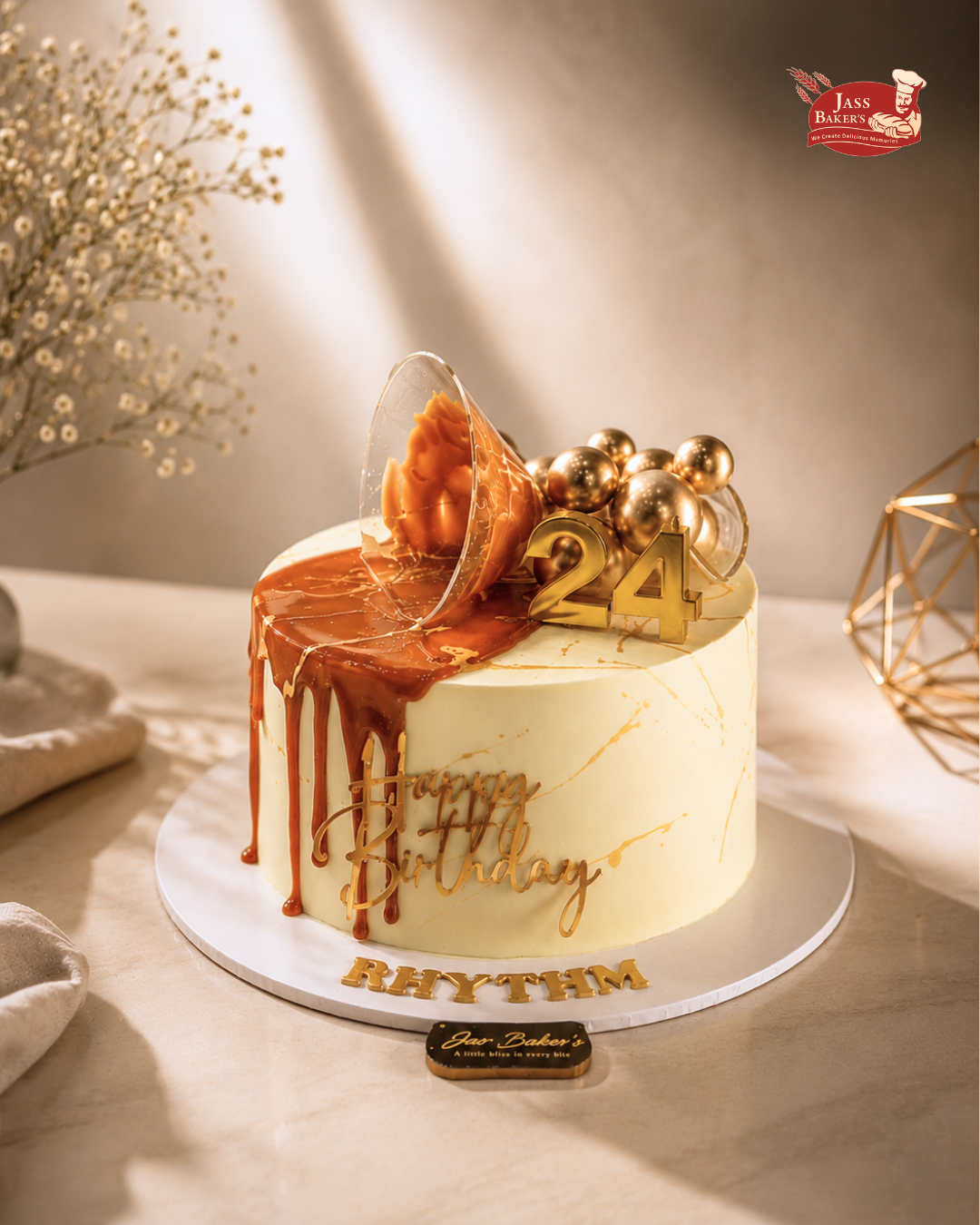 Luxury Golden Caramel Drip Cake